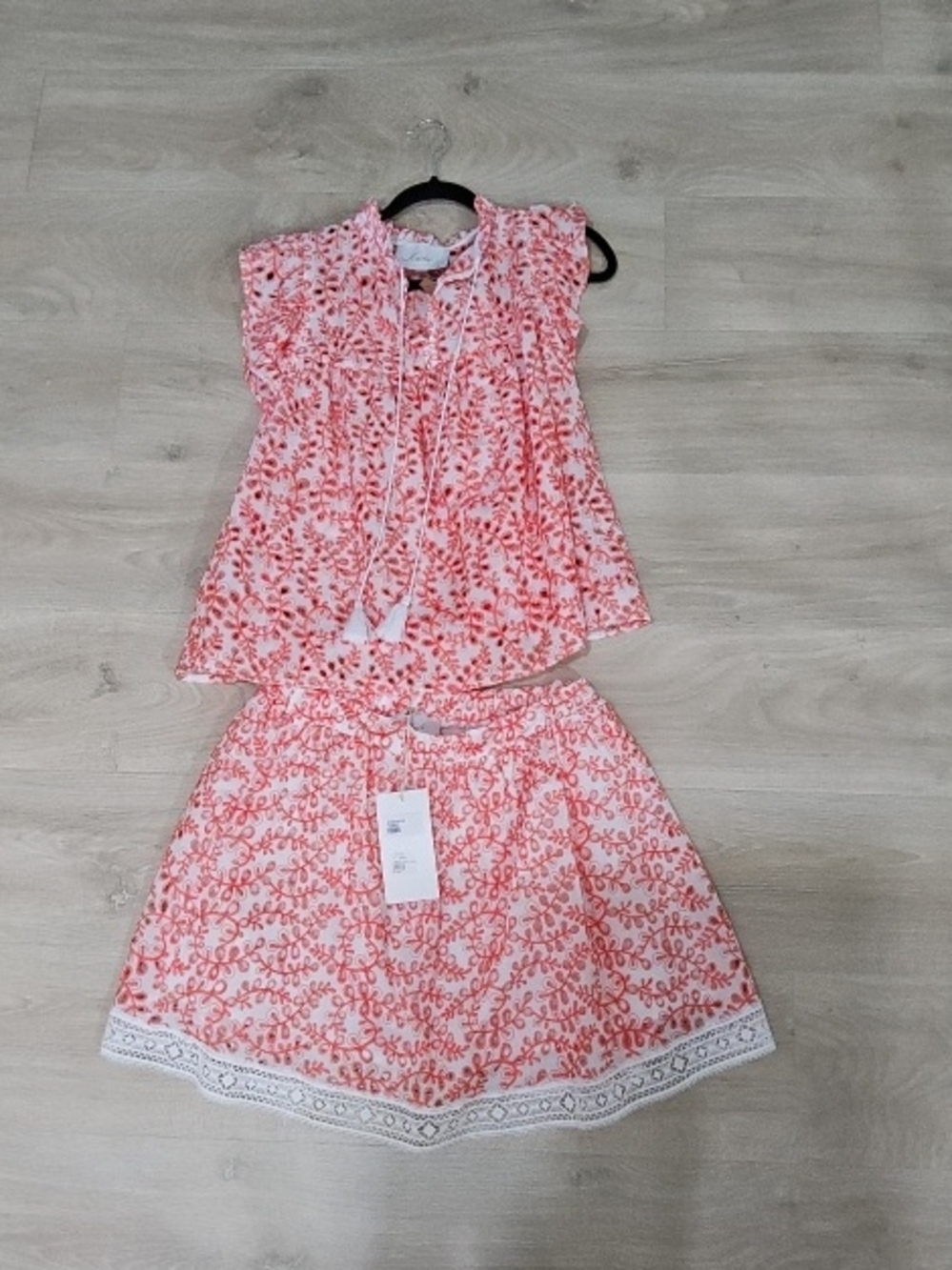 Girls Pink Floral Two-Piece Dress Set|| Size Large Top Medium Skirt - Picture 1 of 2